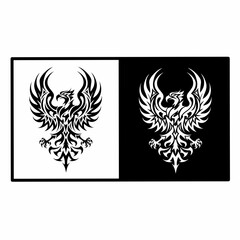 Elegant Phoenix Crest in Black and White