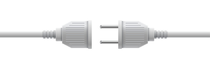 Electric socket icon in flat style. Connection and disconnection vector illustration on isolated background. Wire adapter sign business concept.