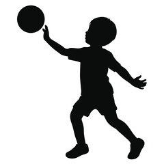 kid playing with ball vector silhouette illustration 