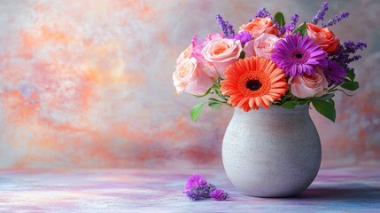A bedsheet that is predominantly pink with orange and pink undertones is adorned with a pink bouquet