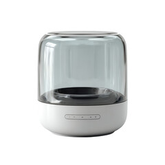 Modern wireless speaker with glass enclosure design stylish home audio on transparent background