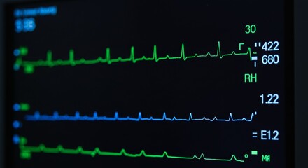 Heart monitor displaying vital signs in a hospital setting  