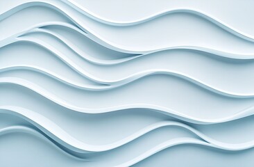 Fototapeta premium Abstract wavy design, light blue. Smooth, flowing curves create a gentle undulation effect. The soft pastel color evokes a serene and calming atmosphere. Ideal for background, pattern, or wallpaper