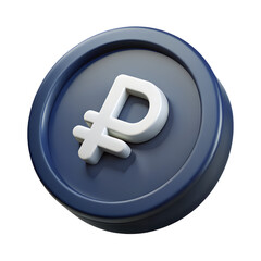 Obraz premium 3d rendered russian ruble coin on transparent background with glossy finish