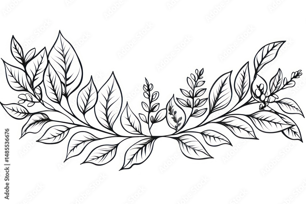Poster leaf border sketch pattern drawing.