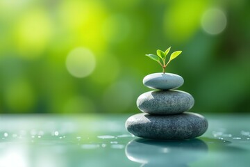 Obraz premium Balanced stones sprout new life