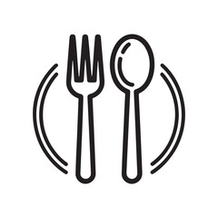Kitchen utensils set. Fork icon symbol. Spoon icon
