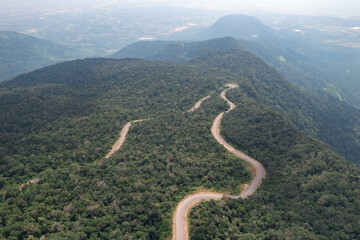 Yao Mao Monument in Bokor National Park. This massive monument stands alone in Bokor National Park, Cambodia, captured by drone