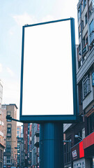 Obraz premium Empty urban panel screen banner. Billboard mockup city outdoor poster blank street ad sign