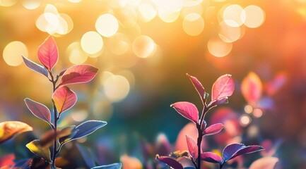 Autumnal foliage bathed in golden sunlight