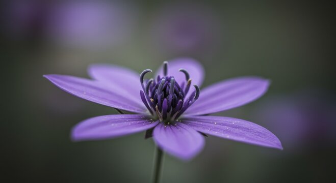 Close-Up of a Delicate Purple Flower with Soft Lighting