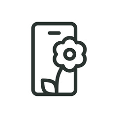Flower shop mobile app line icon, flower delivery mobile app vector symbol with editable stroke