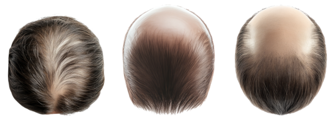Different Patterns of Hair Loss on Transparent Backgrounds