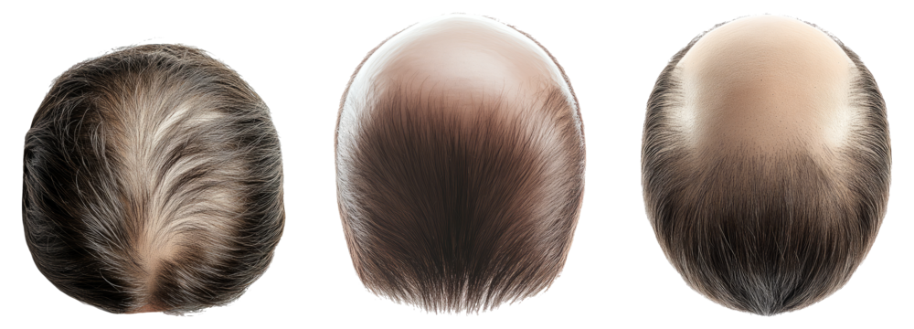 Different Patterns of Hair Loss on Transparent Backgrounds