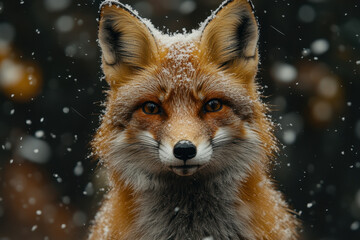 Fototapeta premium A red fox in the snow.