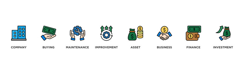 Capital expenditure banner web icon illustration concept with icon of company, buying, maintenance, improvement, asset, business, finance, investment