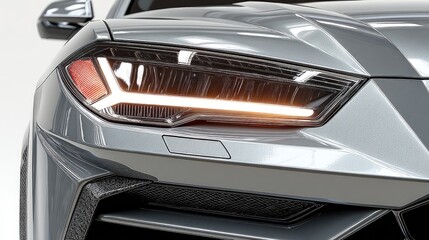 A hyper-realistic highlights a shiny silver SUV with detailed lighting and reflections, showcasing its sleek design and features