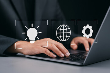 Digital Innovation and Web Technology Concept with Icon Interface