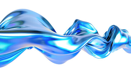 Abstract Blue Wave Texture Flowing Smoothly with Shiny Reflection and Translucent Background