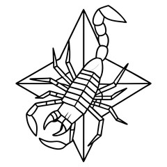 Crystal Prism Scorpion Line Drawing