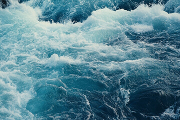 Oceanic turbulence showcasing dynamic waves and frothy crests in aquatic action