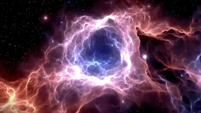 Abstract Background With Space, erulean and Coral Lightstream Nebula Abstract Fractal Universe Space Looping Background