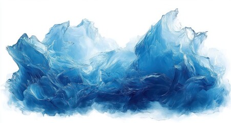 Fototapeta premium Abstract swirling blue waves resembling ocean water with light and dark shades blending smoothly on a white background