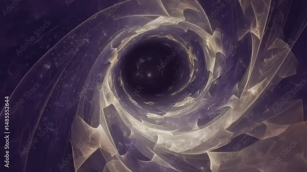 Poster deep violet and beige starburst tunnel abstract fractal universe space looping background
