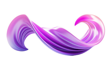 Elegant Fluid Wave in Shades of Purple and Pink with a Glossy Finish on a Transparent Background