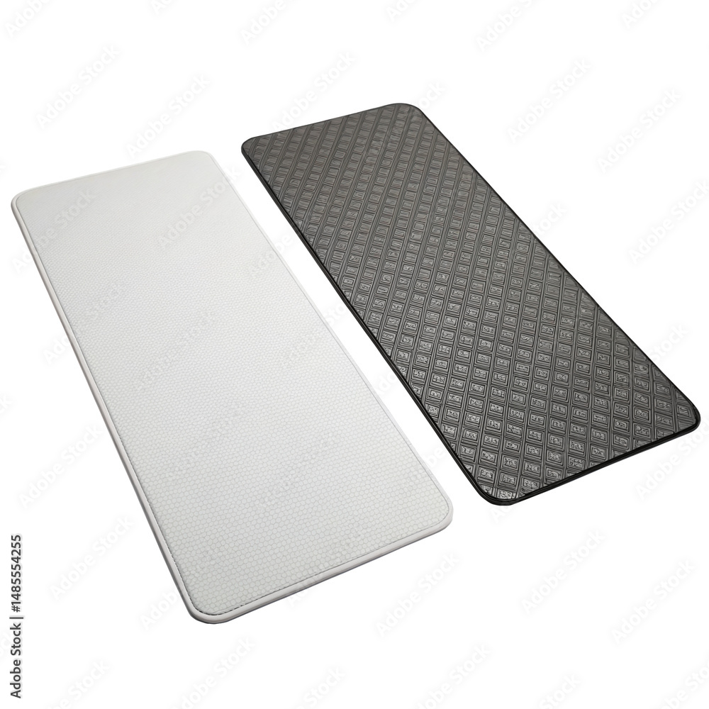 Poster large reversible desk mat displaying both its white and patterned black sides, isolated on a transpa