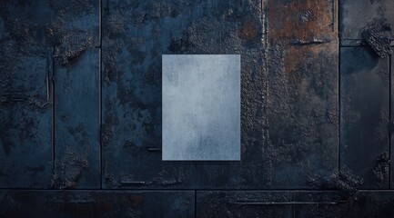 Blank sheet of paper on a weathered metal surface