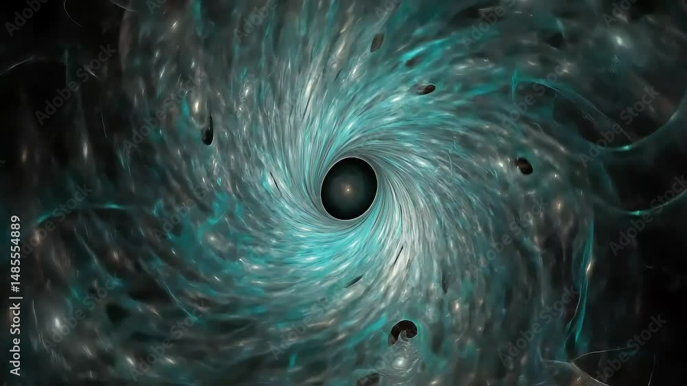 Poster abstract blue with space. teal storm and starlight spiral – abstract fractal universe space looping 