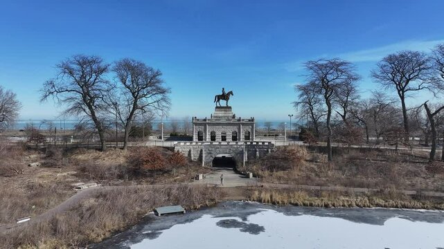 Lincoln Park At Chicago In Illinois United States. Downtown City. Leisure Park Landscape. Lincoln Park At Illinois United States. Metropolitan District. Winter Scenery.