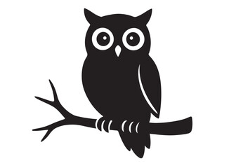 owl logo silhouette vector design, owl logo icon silhouette, tree branch night owl logo silhouette vector, owl silhouette vector style isolated on white background