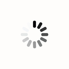 Obraz premium Buffering icon with circular loading effect in grayscale on white background.