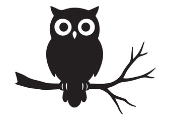 owl logo silhouette vector design, owl logo icon silhouette, tree branch night owl logo silhouette vector, owl silhouette vector style isolated on white background