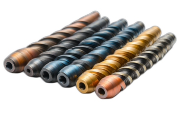 Various colored wires including red, blue, green, and yellow, tangled together, isolated on transparent background.