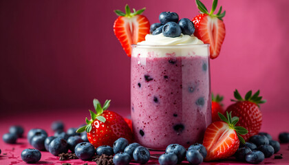 Berry Smoothie with Strawberries and Blueberries
