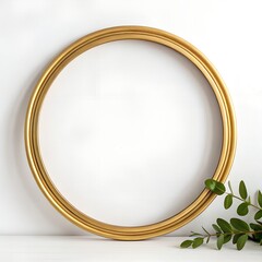 Golden circle frame on white