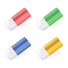 Eraser icon in flat style. Stationery tool vector illustration on isolated background. Rubber office tool sign business concept.