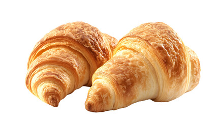 Delicious Croissants Isolated on White Background for Food Photography and Design Projects