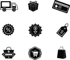 Discount and sale line icon set. Included the icons as price tag, price discount, badge, coupon, special offer and more. Icon Illustration: Discount and sale icon set.