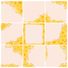 Grid Notepad Template with Cheese Theme Set