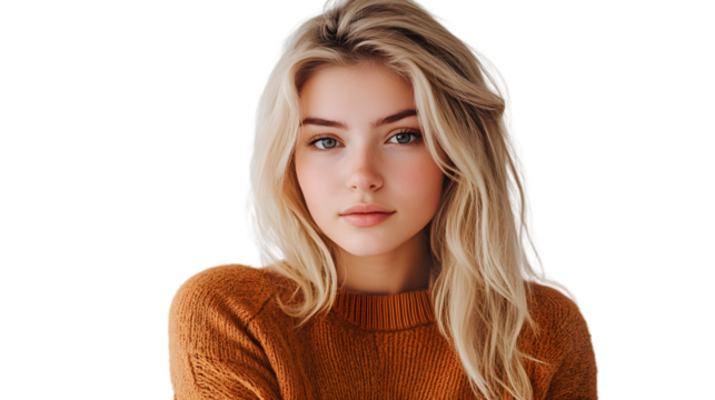 Professional portrait of a cute blonde woman making eye contact with the camera - Powered by Adobe