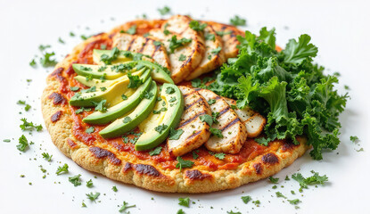 Delicious Grilled Chicken and Avocado Pizza with Kale