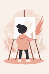 Creative Child Painting on Canvas