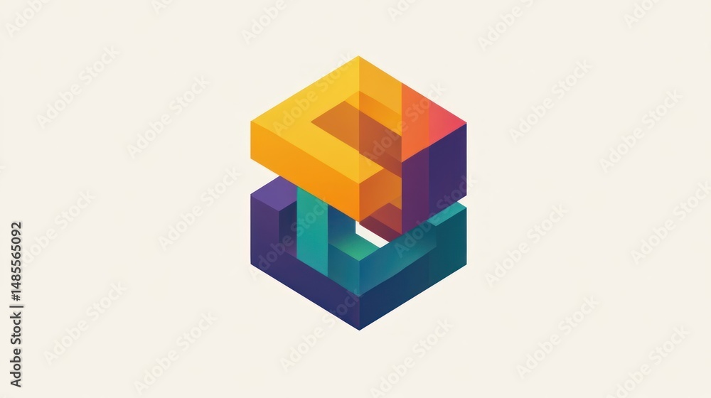 Poster abstract colorful interlocking cubes design