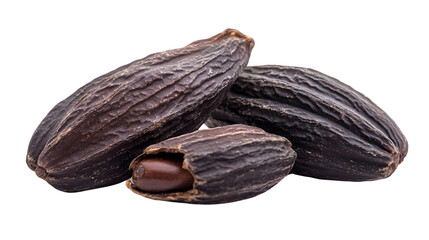 Tonka Bean Close-up on White Background - Fresh Exotic Ingredient Photo