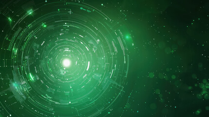 Fototapeta premium Eye-catching green and black background with a circular design representing modern technology and creativity