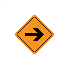 Yellow diamond traffic sign with a bold black arrow pointing right, commonly used for road navigation, driving instruction, or directional signage in transport systems.